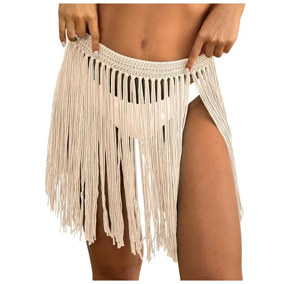 Novo maiô feminino cobrir senhoras cinta até praia sexy biquíni saia com capuz mão pura gancho borla saia traje de bain mujer