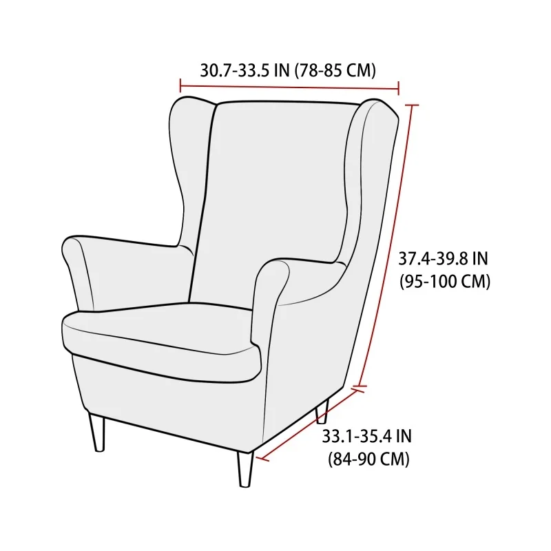 Stretch Jacquard Wingback Chair Slipcover Washable High‑Back Armchair Cover Non‑Slip Wing Chair Protector for Living Room Decor