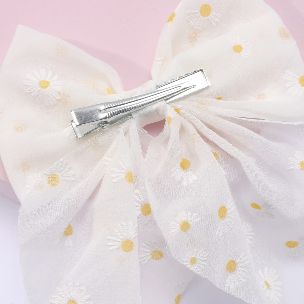 1pcs Small Daisy Hair Clips Cotton Fabric Hair Large Bows For Baby Girls Children Boutique Hairpins Kids Hair Accessories