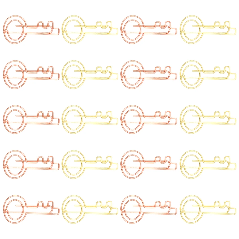 20Pcs Colorful Paper Clips Creative Key Shaped Metal Document Clips Small Paper Clamp for Office School Metal Paperclips