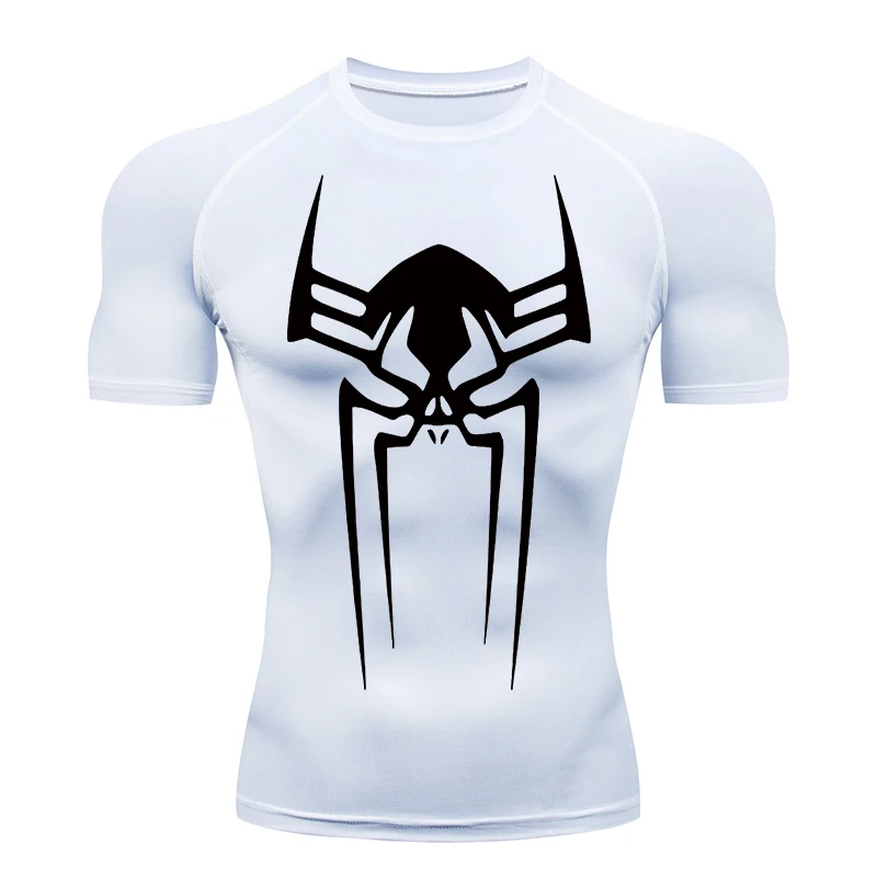 Spider Print Gym Workout Rash Guard dla mężczyzn Sportowe, szybkoschnące, rozciągliwe koszulki kompresyjne Podkoszulki Baselayers Tshirts Tops