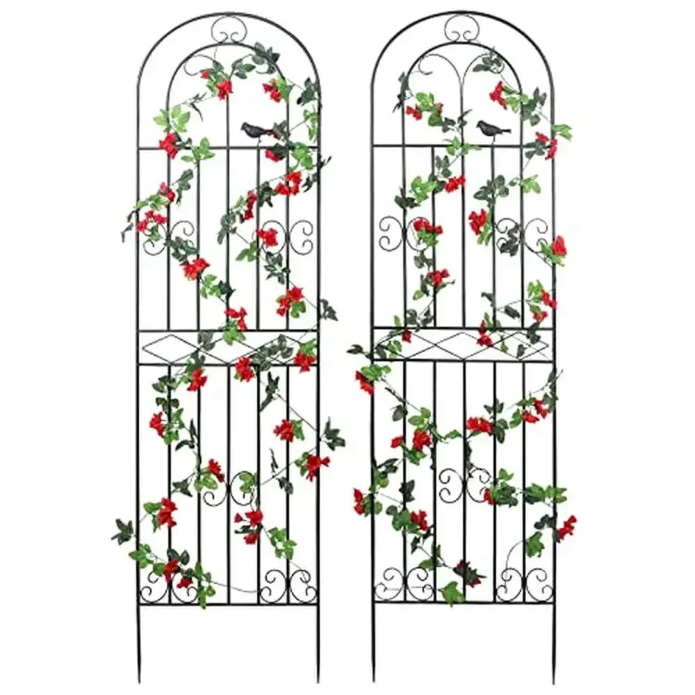 

Metal Garden Trellis 2 Pack 86.7" H x 19.7" W Black Coating Wire Lattice Panel Climbing Plants Outdoor Roses Vine Support Rust