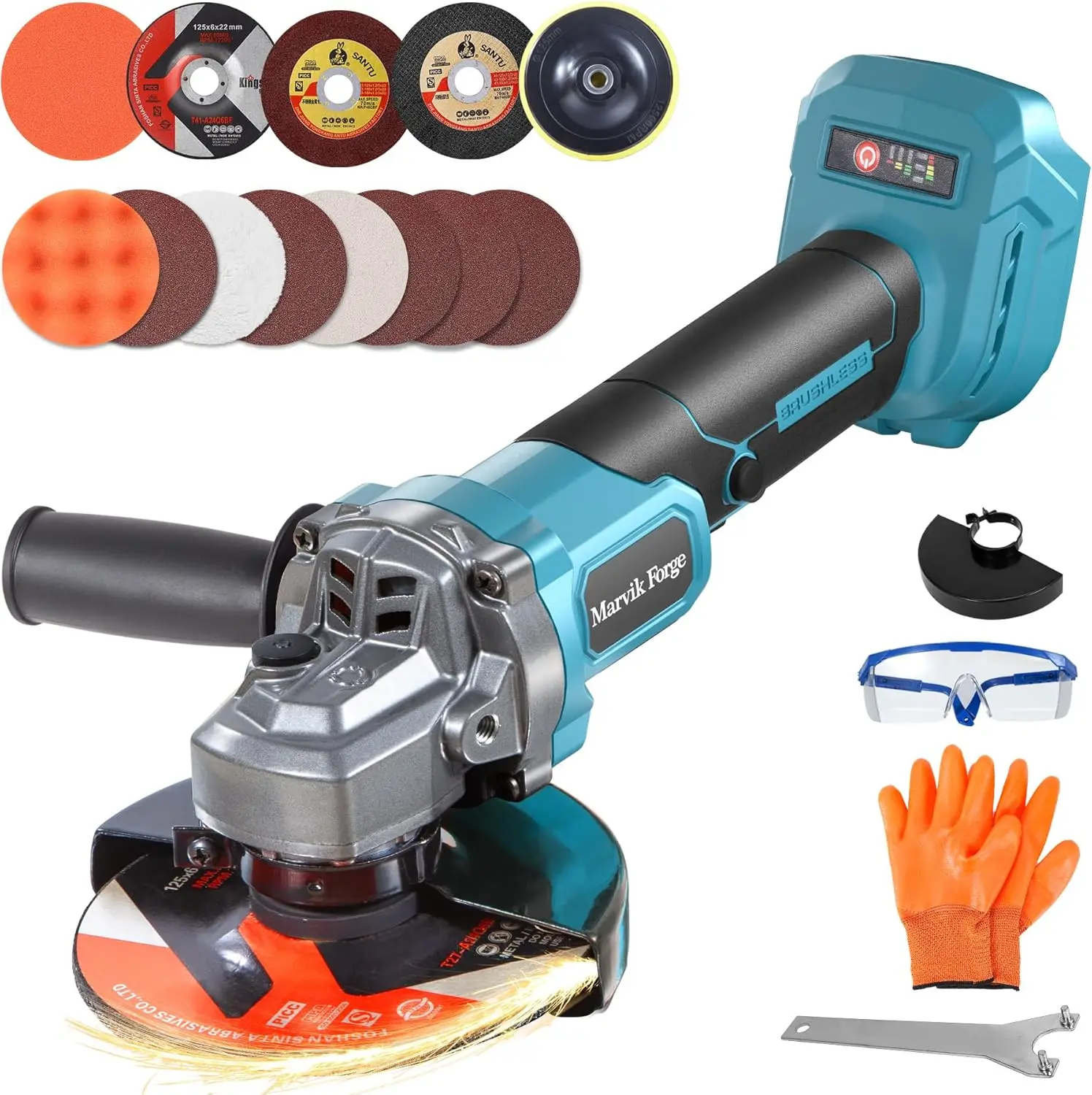 

Cordless Angle Grinder 18V Brushless, 4-1/2" Blade, 3 Speeds up to 7000 RPM for Cutting Grinding Polishing