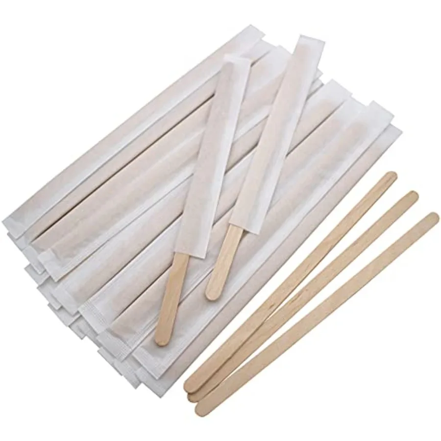 

Paper Wooden Coffee Stirrers Pack, Disposable Wood Sticks for Coffee/Tea Hot Beverage, Hot Chocolate, Wood Blenders for butter