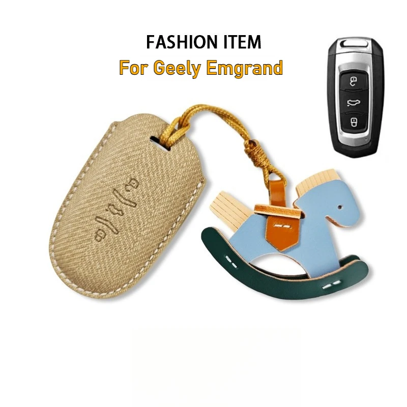 For 2026 New 5th Generation Geely Emgrand Car Key Protector Smart Key Cover Case Cute Trojan Pendant Anti-loss Car Accessories