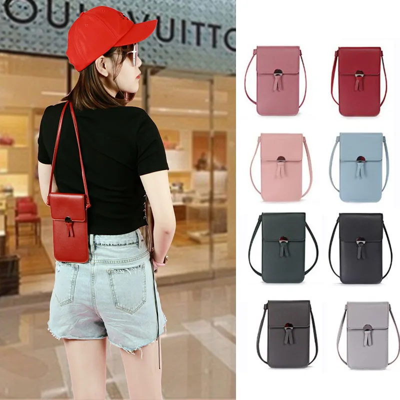 

Женская сумка для мобильного телефона, кошелек с кисточками, декор, сумка для смартфона, сенсорный экран, прозрачная видимая