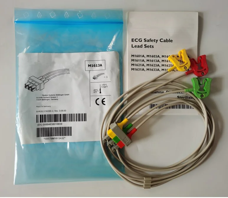 For PHILIPS Original 3 Lead ECG Safety  Cables Lead Sets Grabber IEC REF: M1613A