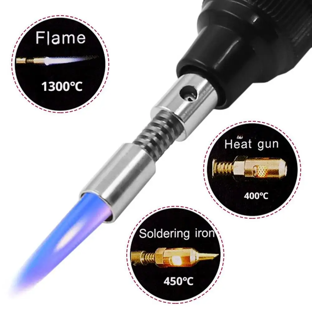 

4-in-1 Pen-shaped Gas Soldering Iron,Adjustable 1300 ℃ Flame Temperature ,Portable Household Gas Soldering Iron Welding Tool