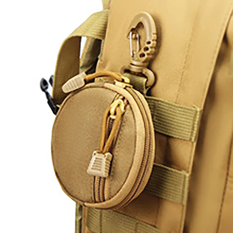 An outdoor multifunctional key bag, lightweight circular coin purse with durable zipper, headphone protection bag, with mountain