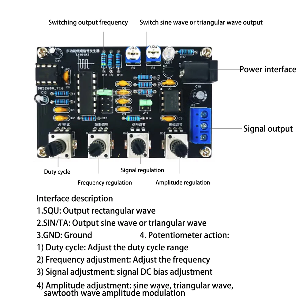 ICL8038 Monolithic Function Signal Generator Module DIY Kit Sine Square Triangle DIY Practice Kit