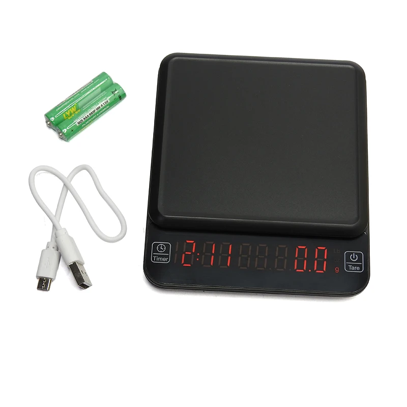 Digital Food Multifunction Weighing Scale with Timer, Kitchen Coffee Scale 0.1g High Precision Measures LCD Display