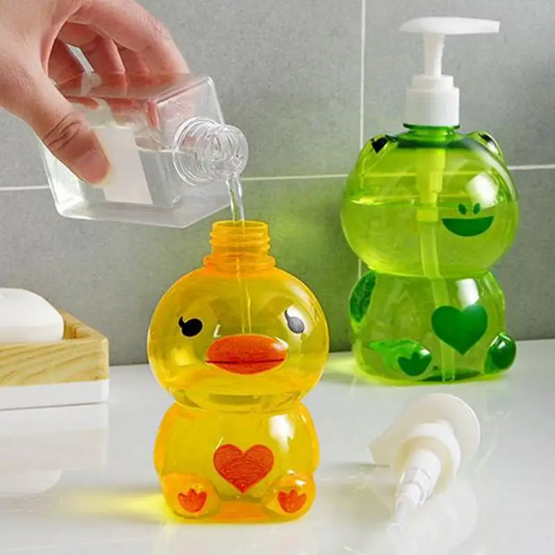 Portable Kids Cute Animal Soap Dispenser Frog duck Shape Push-type Dispenser Pump Hand Sanitizer Lotion Container