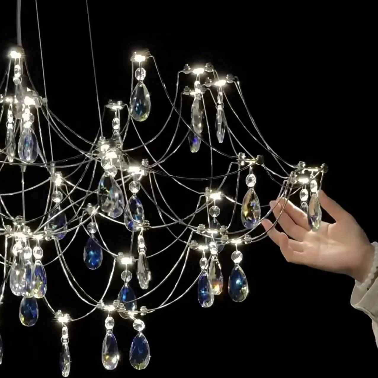 French Firefly Living Room Pendant Light 2026 New Egyptian Crystal Starry Sky High-end Bedroom Light Designer Light