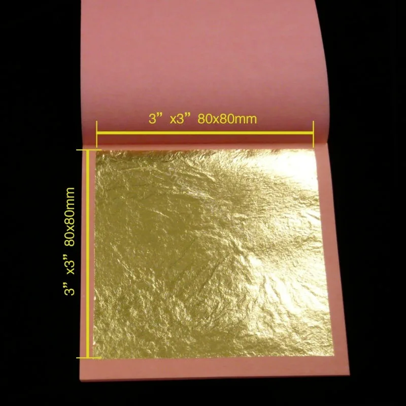 High Quality 30 Pieces Per Booklet 8x8cm Genuine 24K Gold Leaf Pure Gold Foil Wrapping Paper Tissue Paper Wrapping Craft