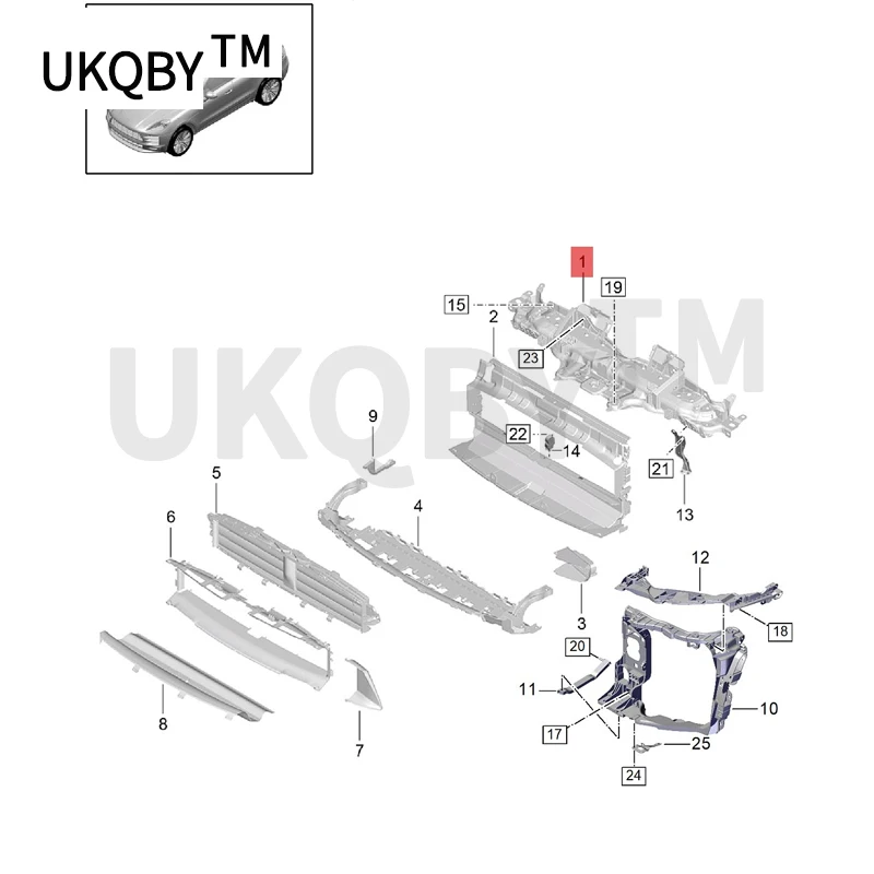 Car Front wall bracket 2014-2018Por sch eMa can 2.0T Water tank upper beam Water tank upper bracket Gantry 95B805931F