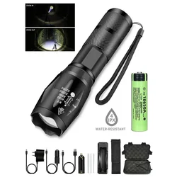 Potente linterna Led, linterna ultrabrillante, luz de Camping, 5 modos de interruptor, resistente al agua, con zoom, para bicicleta, uso con batería 18650