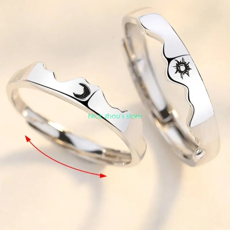 E15E You Are My Sun & Moon Ring Set Copper Plated Couples Promise Rings