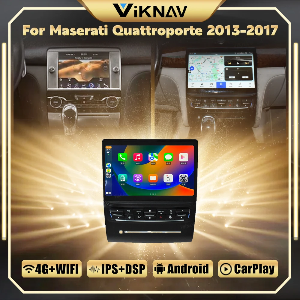 

Автомобильный радиоприемник 10,4 дюйма 128 ГБ Android 12 для Maserati Quattroporte 2013-2017 Carplay мультимедийный плеер GPS навигация Сенсорный экран