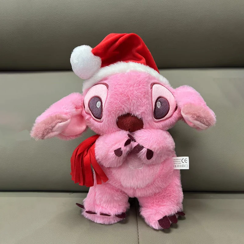 2024 New Christmas Stitch Kawaii Plush Pillow Light Breathing Airbag Light Sleep Music Kids Toys Christmas Gifts