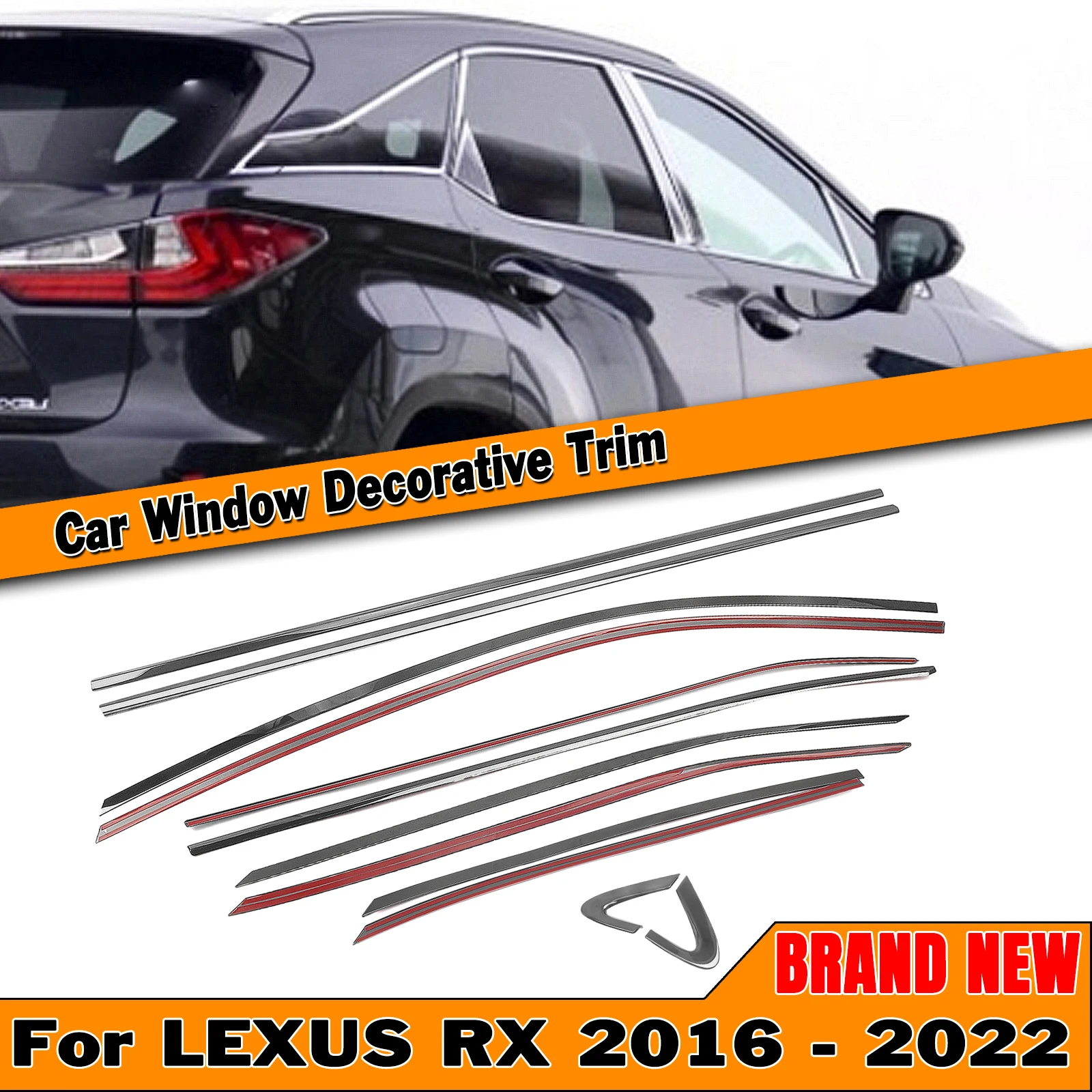 Exterior Window Decor Trim Strip Cover For Lexus RX 2016-2022 RX350 RX450h Titanium Black Sealing Windshield Seal Shield