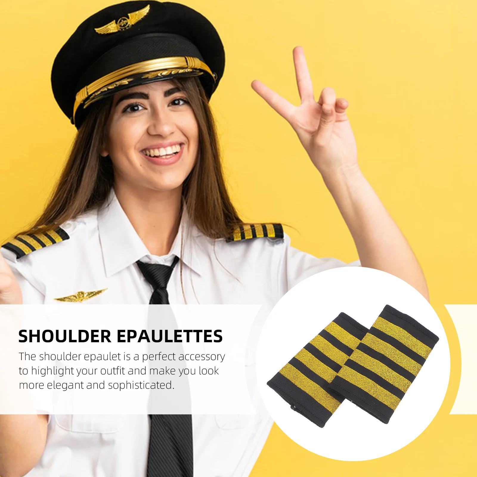 1 زوج الطيار موحدة الكتفيات لوحات الكتف لكابتن مضيفات الطيران شارة الطيران تأثيري حلي مرحلة الأداء الدعامة