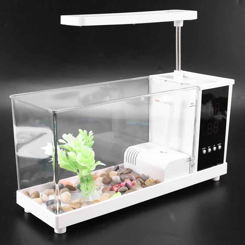 Mini Aquarium Fish Tank Usb Aquarium With Led Lamp Light Lcd Display Screen And Clock Fish Tank Aquarium Fish Tanks