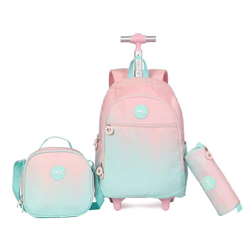 School Backpack Set Rolling Backpack for Girls Students Wheeled Backpack Trolley School Bag With Wheels Travel Luggage Book Bag
