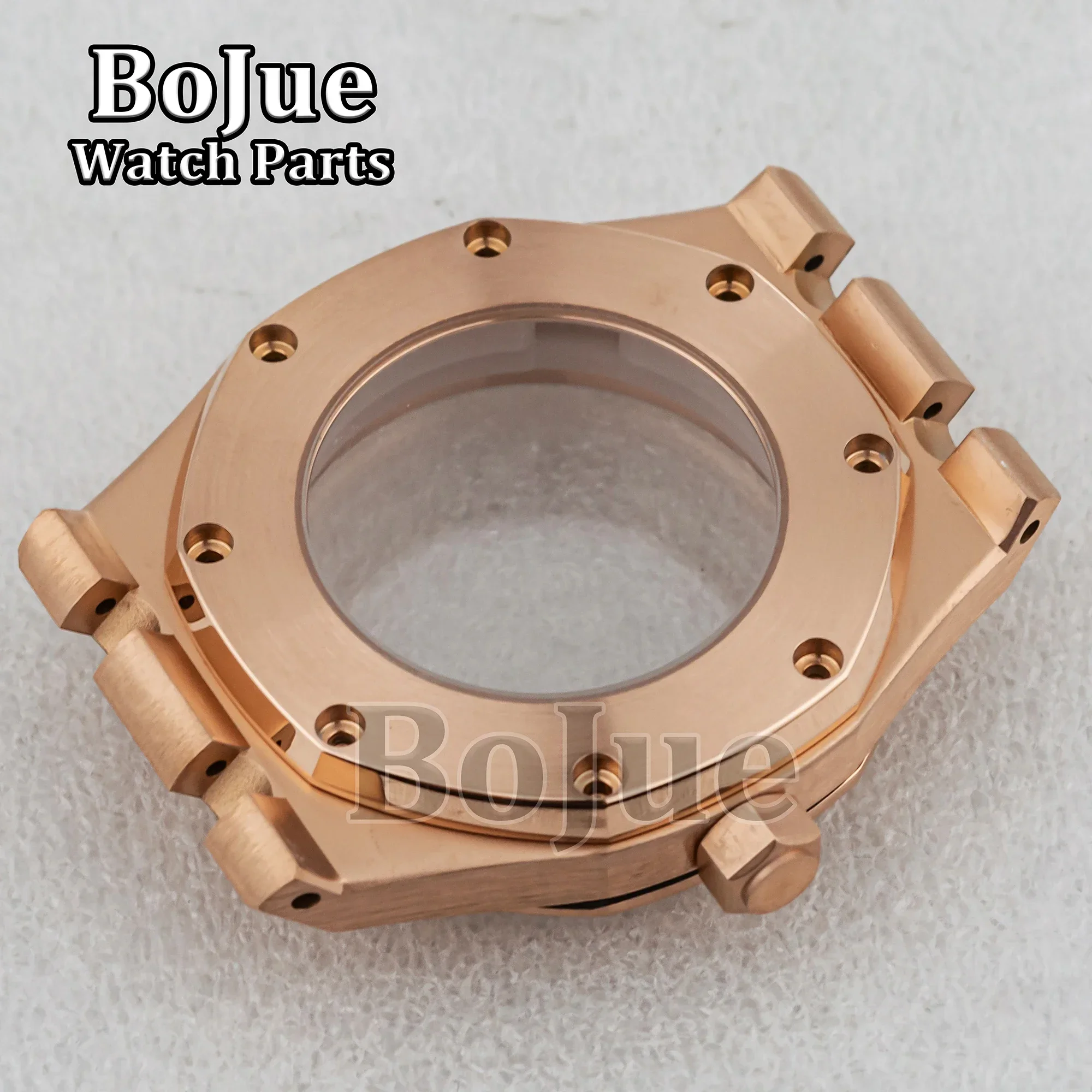 41mm ouro rosa pvd caixa de relógio pulseira peças para mod oak nh35 nh36 movimento 31.8mm dial vidro cristal safira à prova dwaterproof água