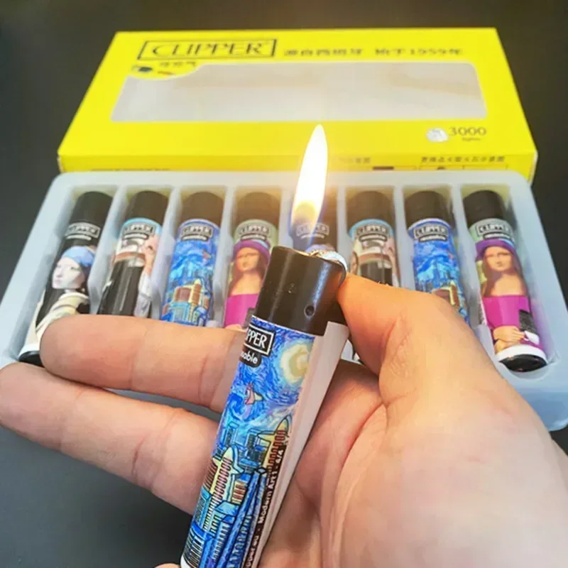 Spanish Original Clipper Gas Lighter with Personality Pattern Refillable Gas Lighter 8 Pieces Boxed Smoking Set Collection Gift view 4