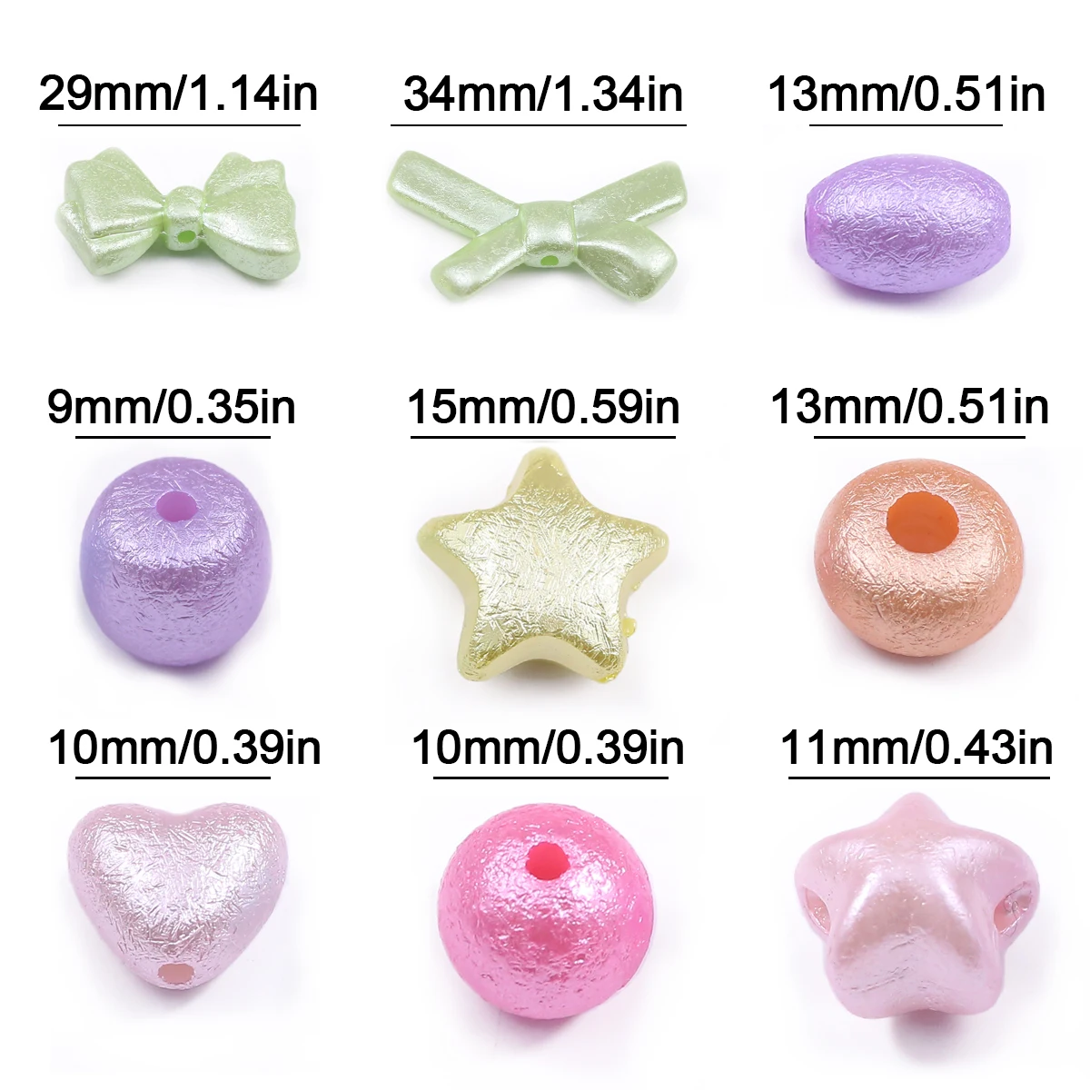 Acrylic Mixed-Color Crinkled Beads In a Variety Of Shapes Spacer  Beads For Jewelry Making DIY Bracelets Necklace Accessories