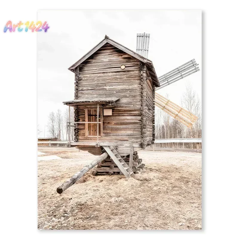 Sea Bridge Windmill Boat Beach Seagull Nordic Canvas Painting Wall Art Poster Print for Living Room Home Decor