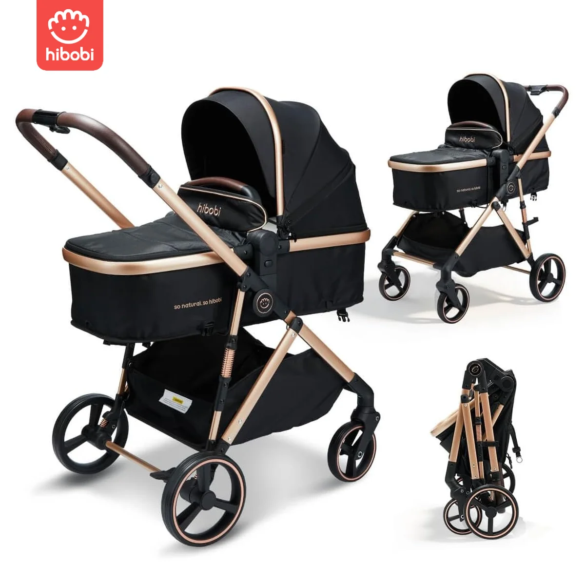 Hibobi Cirro / Aurora Baby Stroller, Foldable Compact Stroller with Large Canopy, 7.9kg/9.5kg One-Hand Easy Fold