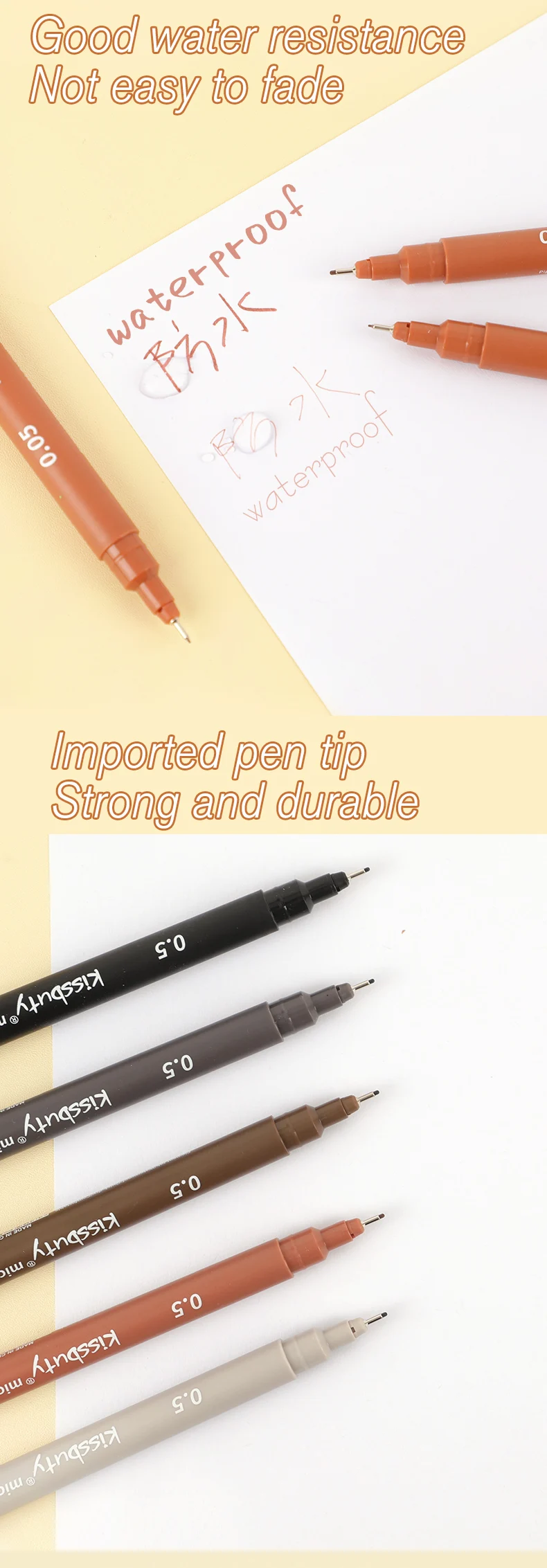 5 Stück farbige Mikrostift-Fineliner-Stifte, hochwertige Pigment-Liner-Multiliner-Augival-Tinte, mikrofeiner Stift, zum Skizzieren, Zeichnen – Detail 6