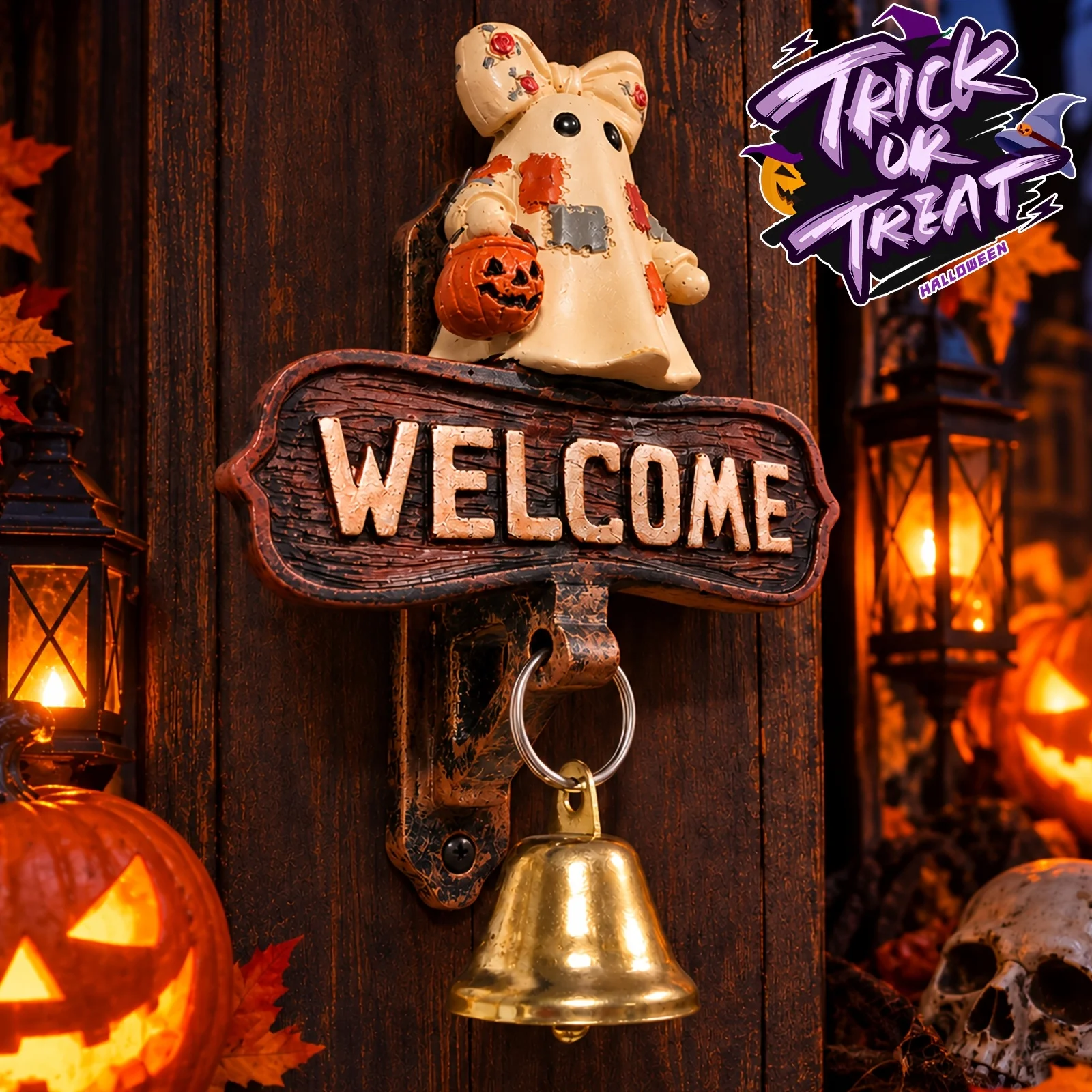 Halloween Doorbell Decoration, Outdoor Yard Porch Hanging Ornament, Suitable for Home Doorway, Yard, and Wall Decor, Christmas