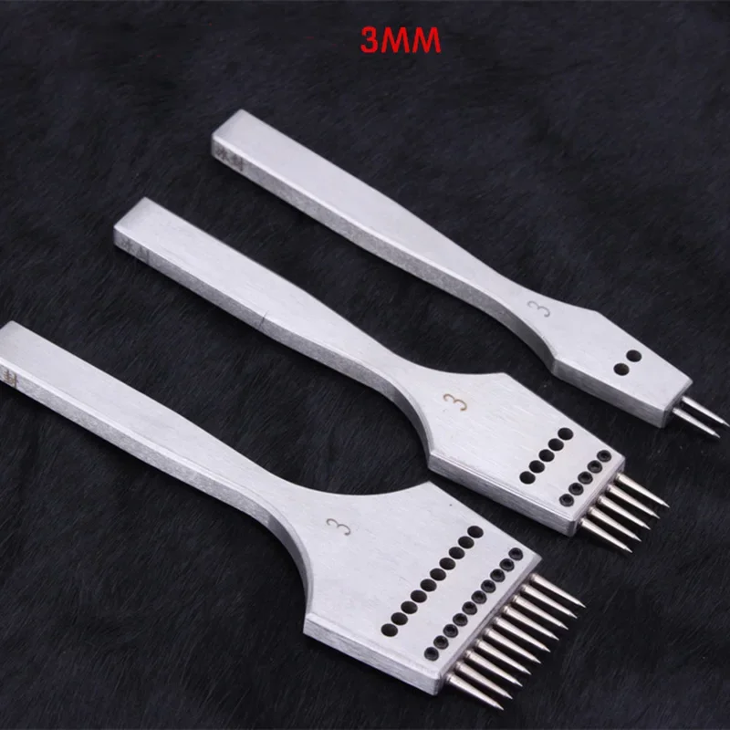 Leather Craft round Hole Pricking Iron Chisel Head Removable Stitching Punch Chisel Tools/Set