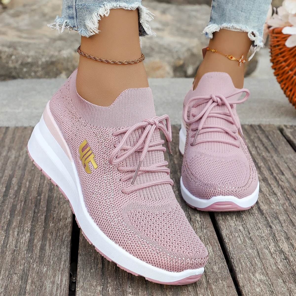 

New 2026 Trendy Women's Mesh Wedges Running Sneakers with Air Mesh for Spring and Summer Women Wedges Vulcanize Shoes