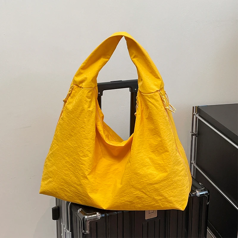 

Eco-Friendly Folding Shopping Bag Reusable Portable Nylon Shoulder Bag Travel Dumpling Handbag Tote Large Capacity Shopper Bag