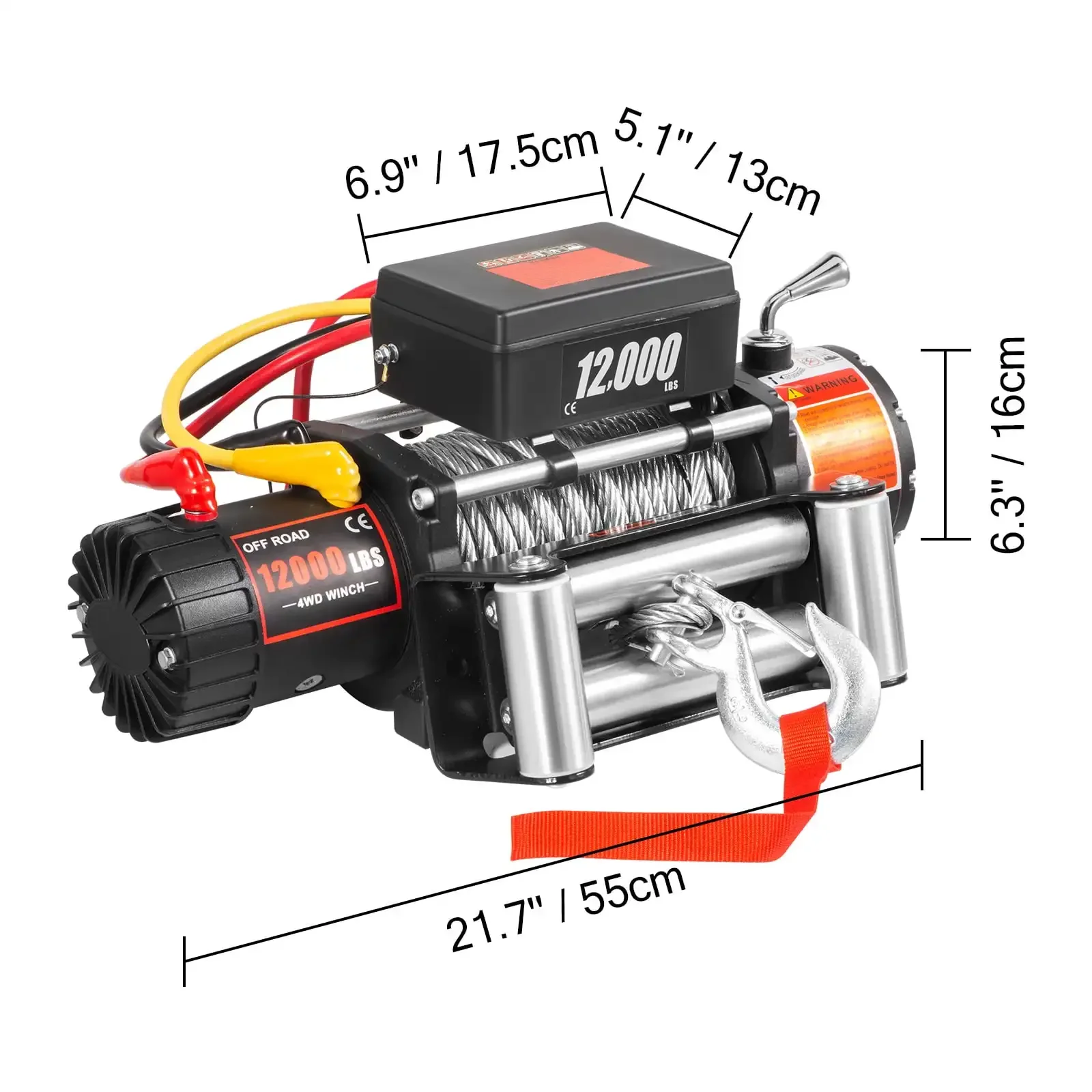 Truck 12000lb Electric 85ft/26m Steel Cable 12V Power Jeep with Wireless Remote Control and Powerful