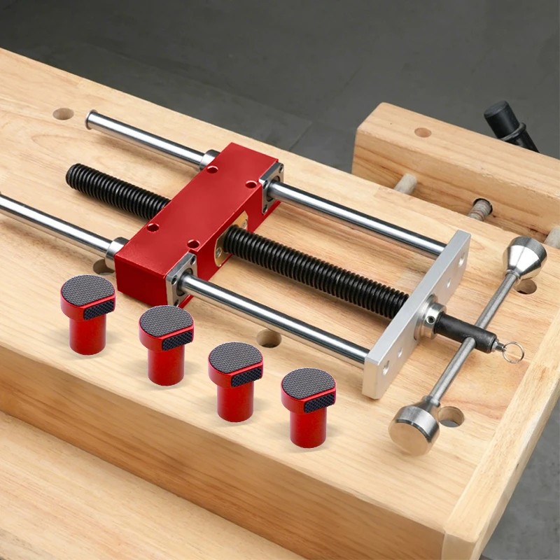 

Workbench Front Inertia Vise 4pcs 19mm Bench Dogs Clamp Set with Non-Slip Silicone Pads Woodworking Clamp for Wood Projects