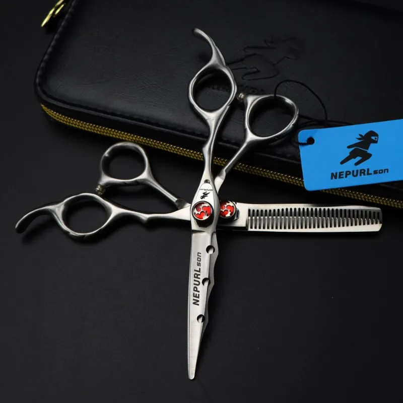 

Professional JP440c Steel 6 '' Red Gem Hair Scissors Cutting Barber Tools Tiger Haircut Thinning Shears Hairdresser Scissors