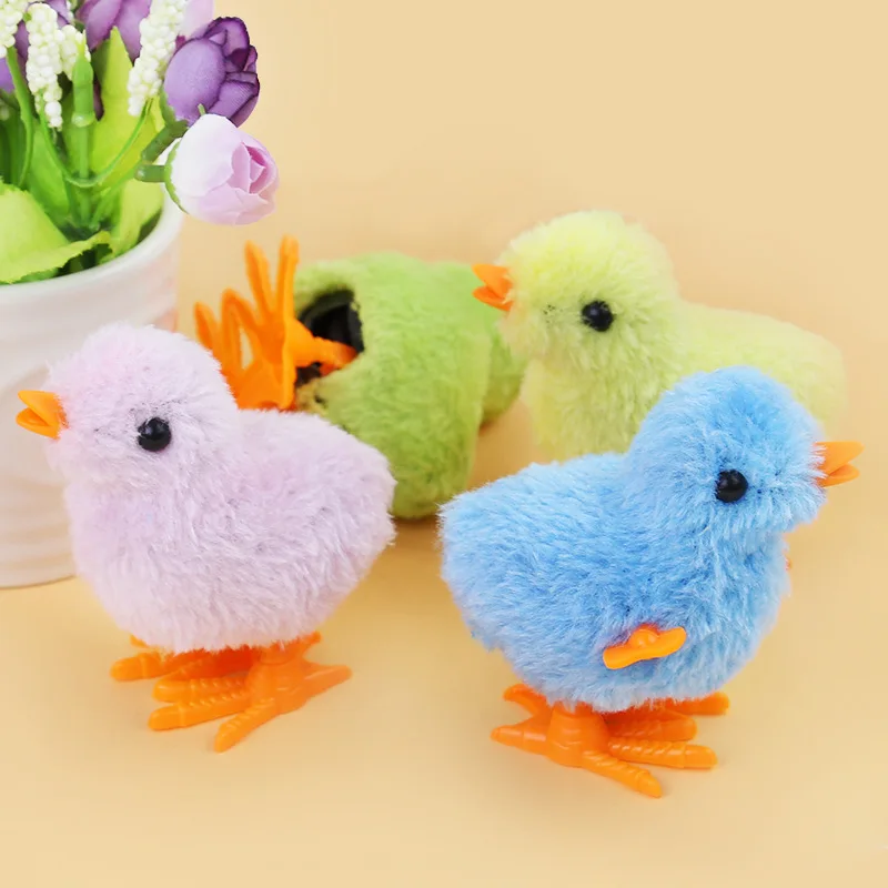 Juguete interactivo de peluche de pollo de dibujos animados para gatos, con movimiento de cuerda, que salta, camina y brinca, para gatitos