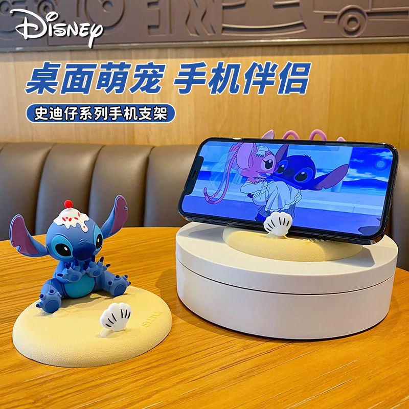 

Disney Stitch Mobile Phone Holder Action Anime Figures Mobile Phone Holder Cute Cartoon Doll Desktop Ornaments Gift