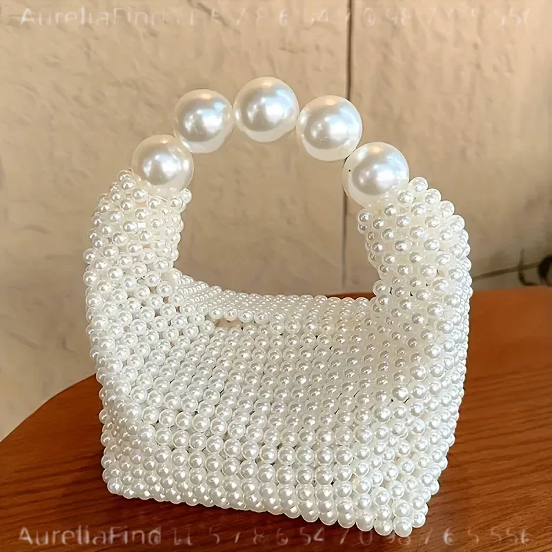 Elegant Beaded Handbag for Women Vintage Open Purse with Wrist Strap Durable Plastic Construction Classic Design for
