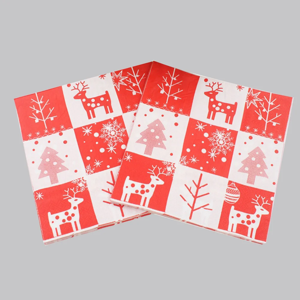 

20PCS Printed Christmas Napkins Elk Deer Pattern Eco Friendly Paper Dinner Tissues Xmas Party Favors Kids Birthday Unique Design