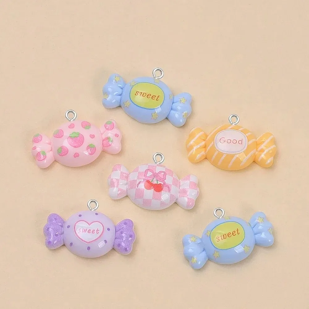 10Pcs Mini Colored Candy Resin Pendants Sweet Tiny Charms DIY Handmade Materials for Hair Clips Keychain Phone Decor