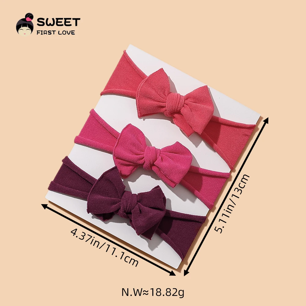 3Pcs/Set Bows Knotted Newborn Baby Girl Headbands Solid Color Soft Nylon Elastic Baby Headband Hair Accessories For Kids