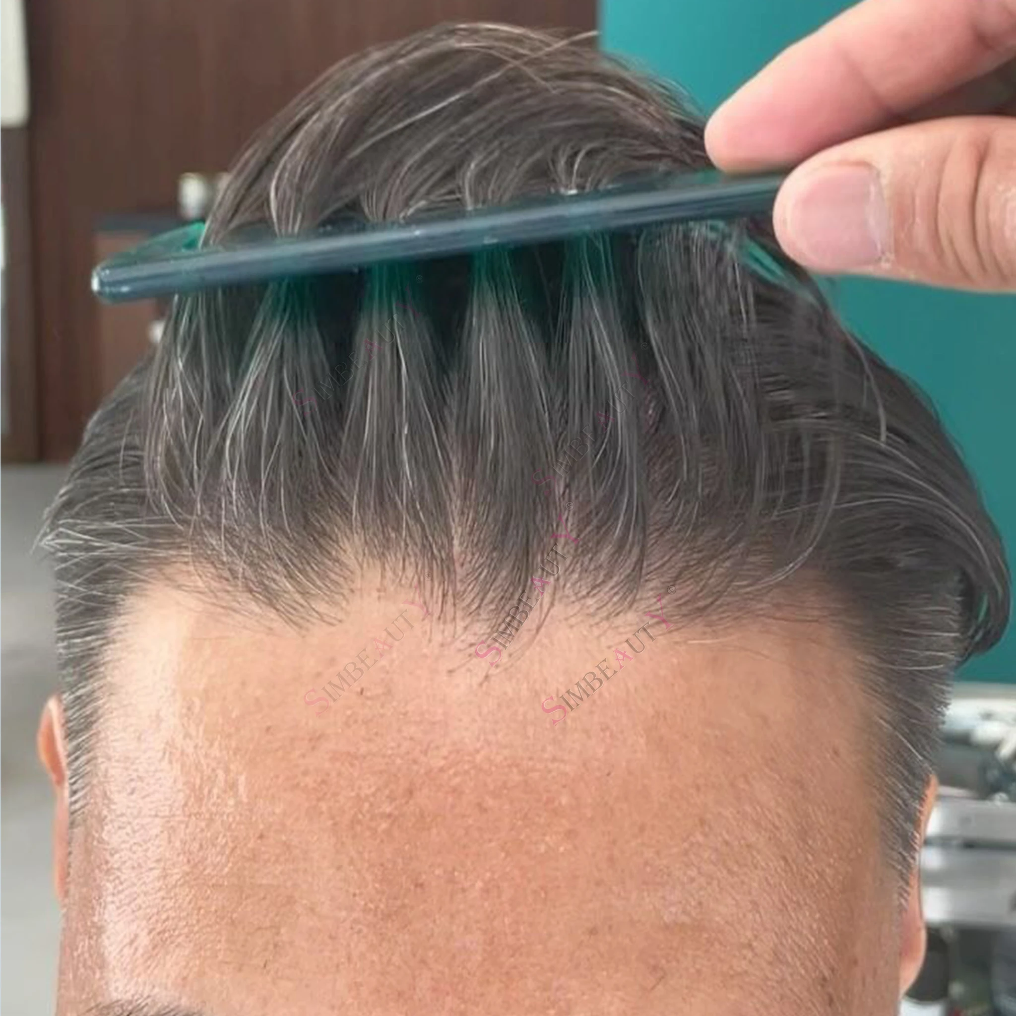 Super Natural Hairline 0.04mm Ultra Thin Skin 100Density Undetectable Double Knots Men Toupee 1A20 520# Black Grey Human Hair Pr