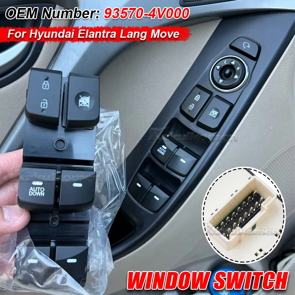 935704V000 Power Window Switch Driver Side Front Window Control Switch For Hyundai Elantra Lang Move 2012 2013 -2016 93570-4V000