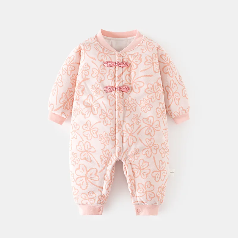 

Осенне-зимний утепленный хлопковый комбинезон-ромпер 120 г для младенцев и малышей, плотный, облегающий, для дома и ползания