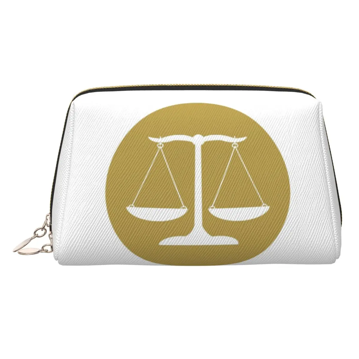 Gold Scales Of Justice Law Logo Lawyer Legal Party Women Cosmetic Bag Travel Makeup Organizer Pouch Toiletry Storage Dopp Kit